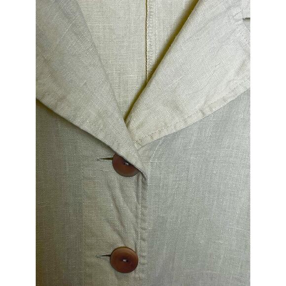 Flax Button Up 100% Linen Shirt Jacket Sz Medium Yellow Lightweight Langenlook - Picture 5 of 8
